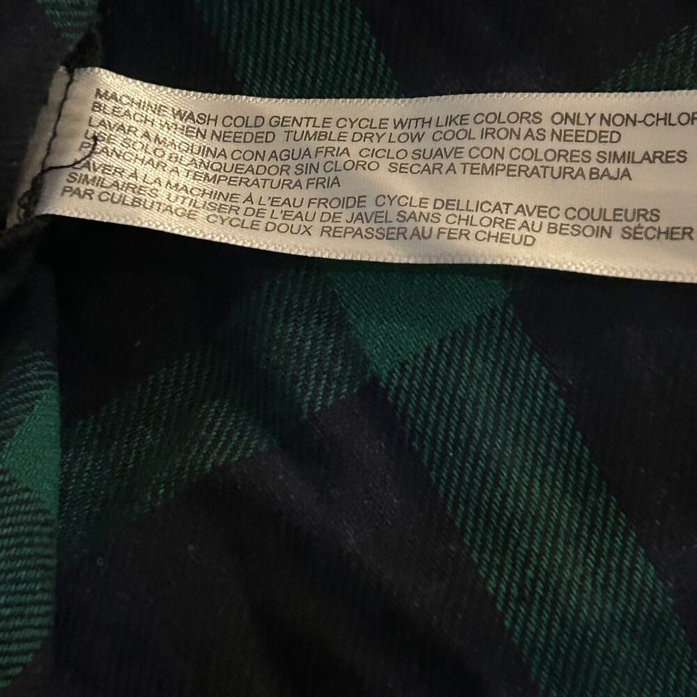 Eloquii Cotton Flannel Green Navy Plaid Tie Back Office Casual Fall Winter Dress - Picture 15 of 16